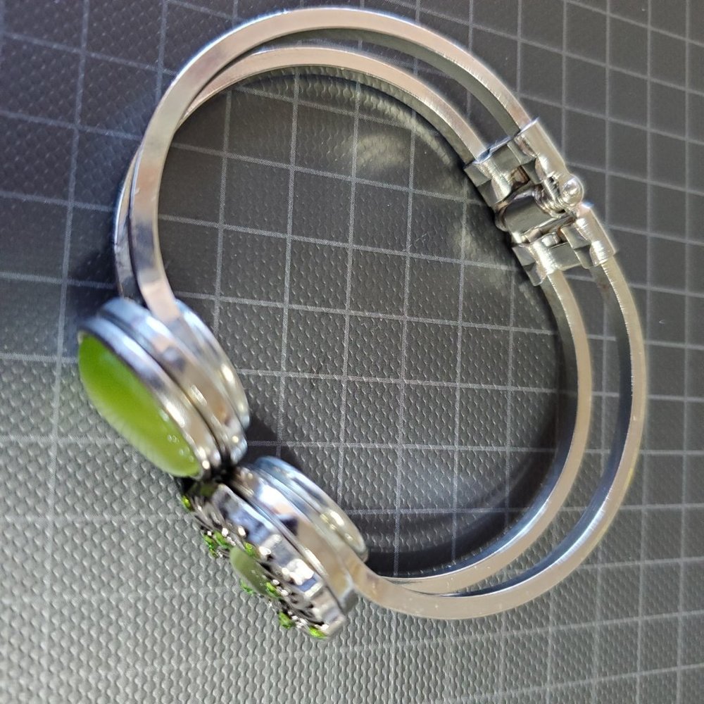 Spring Hinged Bracelet With Dual Button Snap Deco… - image 5